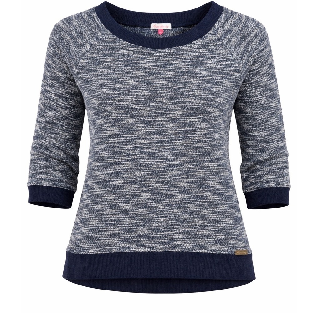 English Laundry Womens Blue Speckled Knit 3/4 Sleeve Top Large‎ woven sweater